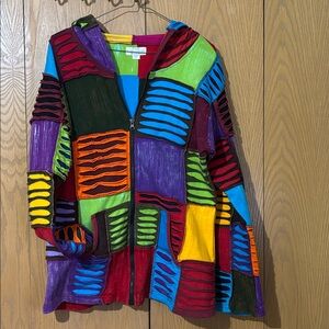 The Collection Royal Colorful Patchwork Hoodie cotton large Nepal zip